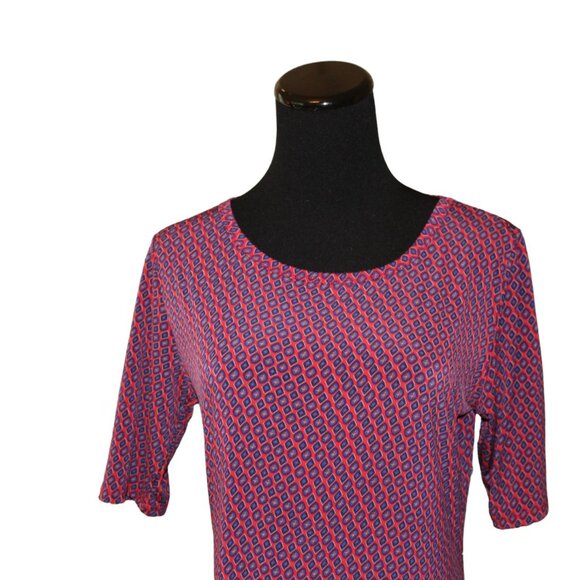 LuLaRoe Julia T-Shirt Dress Red Blue and Geometrics Size M, NWT's - Picture 3 of 8
